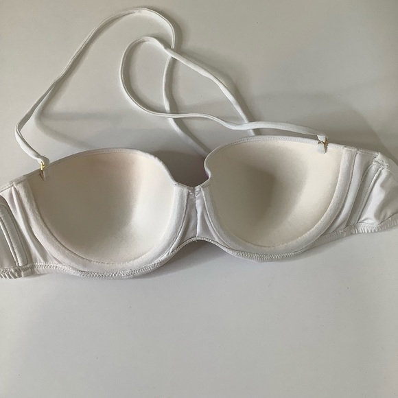 Victoria’s Secret Aqua Waves sequins bandeau strapless bikini top SZ 34B EUC - Picture 8 of 12